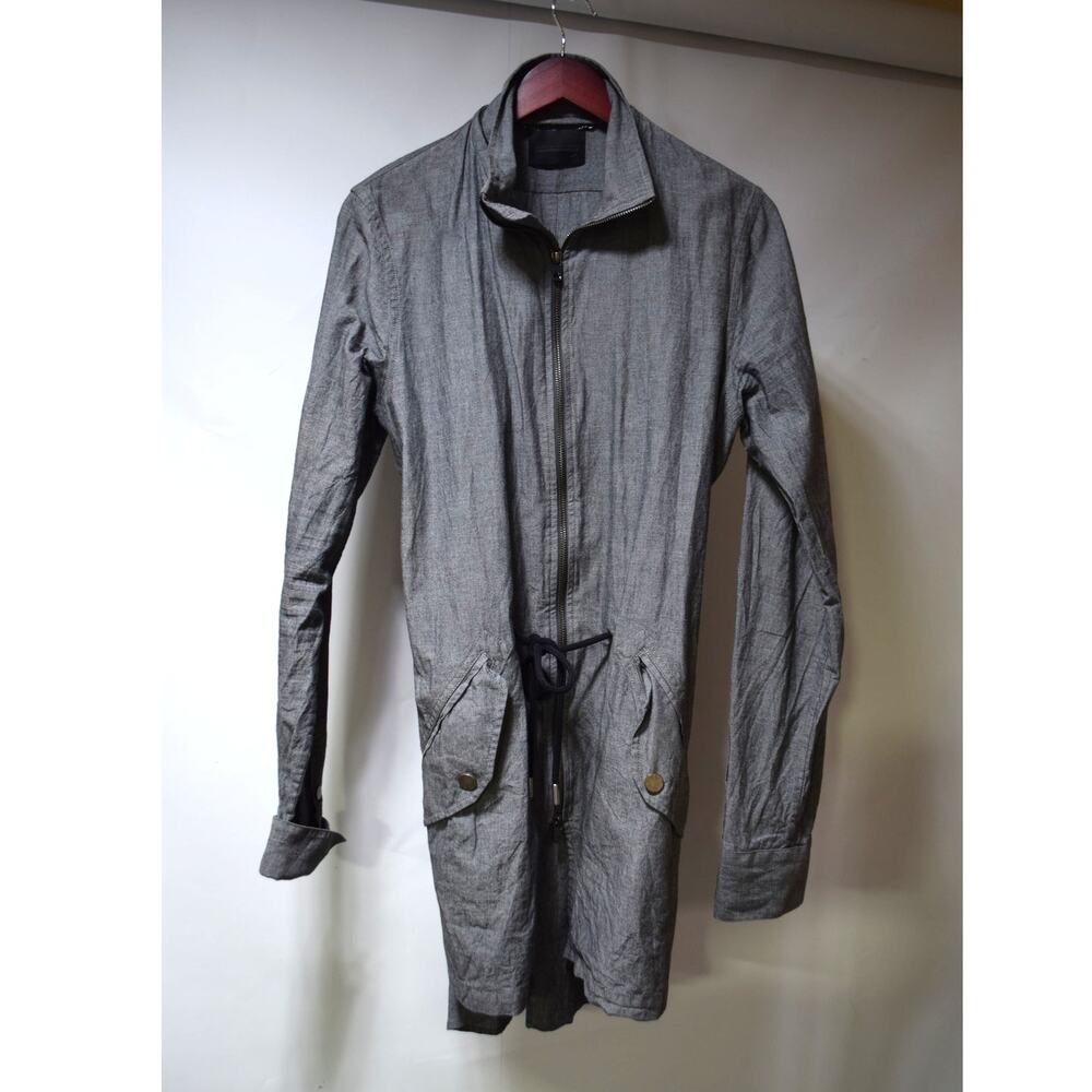 Diesel Black Gold Gray Cotton Utility Shirt Dress Jacket Drawstring Waist